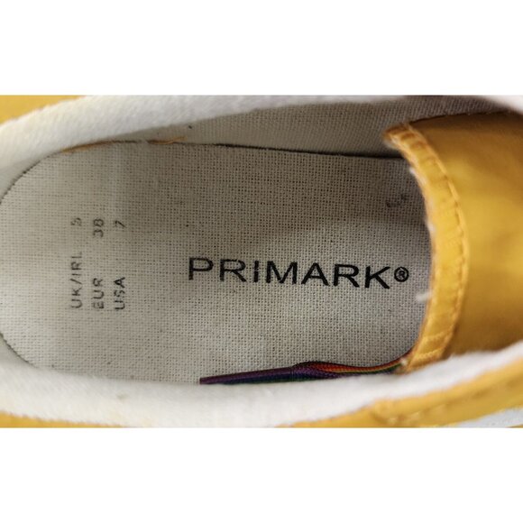 Primark Shoes Womans Size 7 Yellow Synthetic Casual Rainbow Lace Up Sneakers - Picture 5 of 8